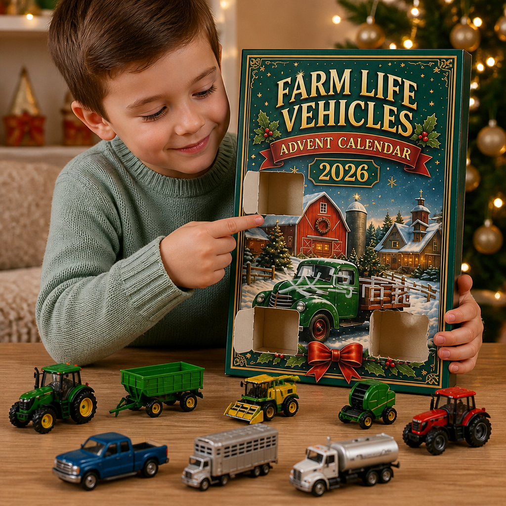 24-Day Christmas Advent Calendar with Farm Vehicles