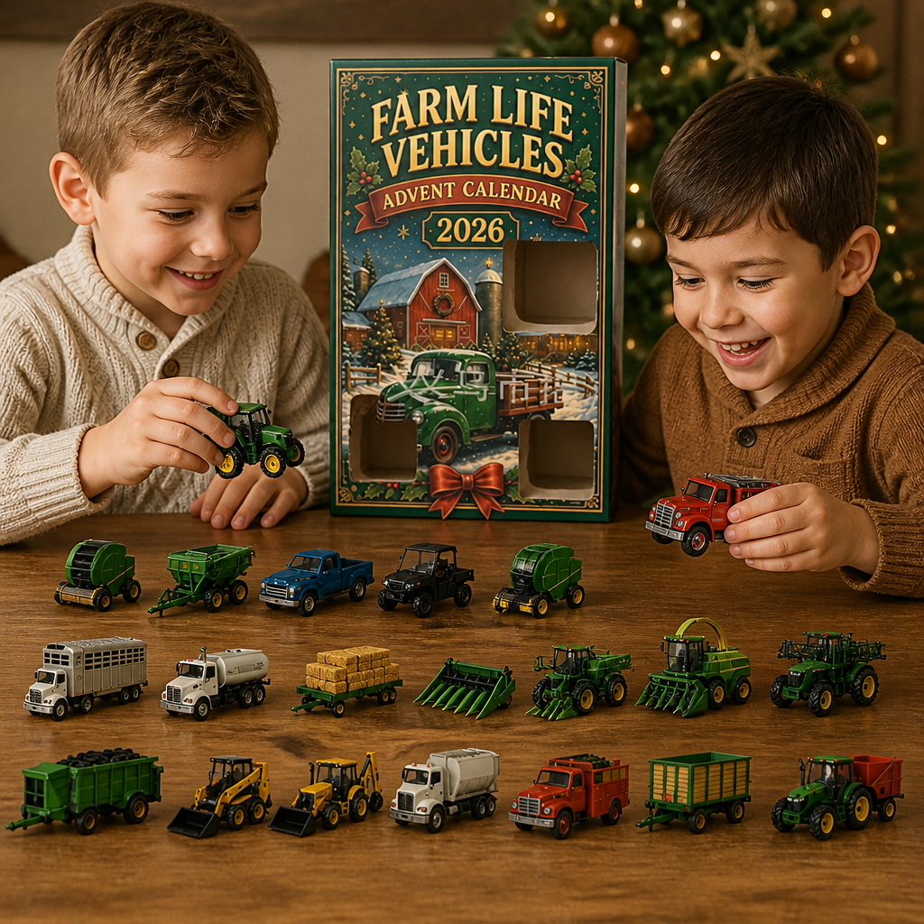 24-Day Christmas Advent Calendar with Farm Vehicles