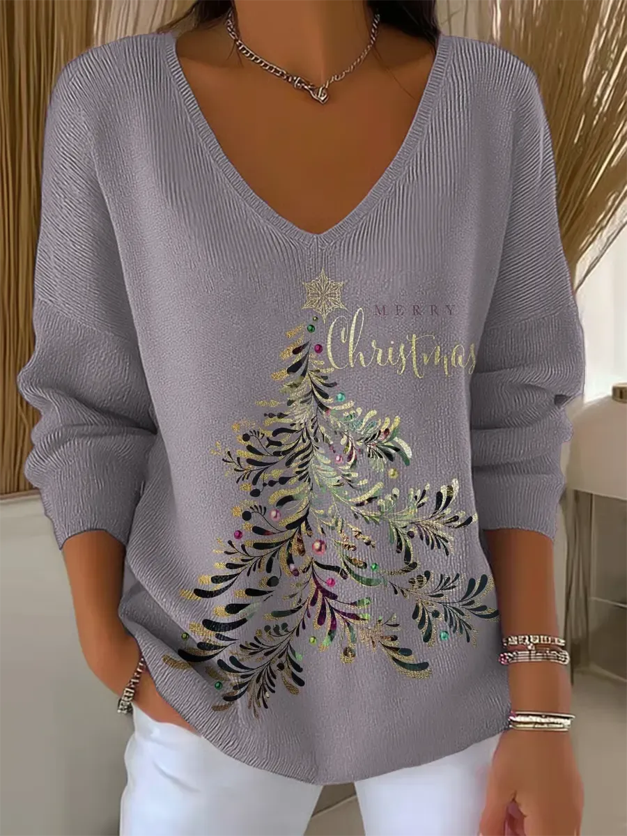 Women's Comfortable V-Neck Cozy Sweater