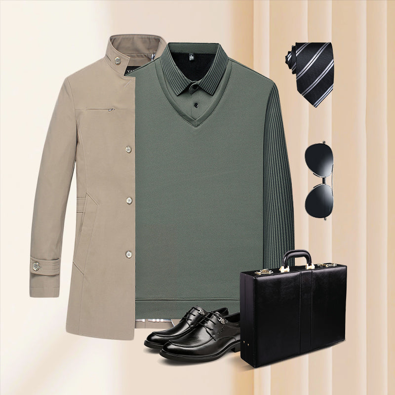Striped Lapel Fake Two-Piece Shirt