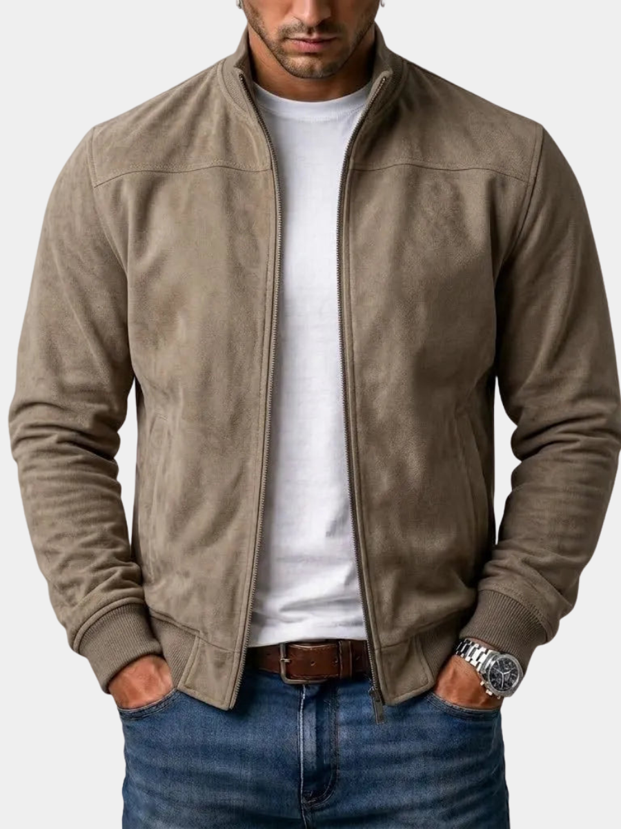 Suede Bomber Jacket for Men