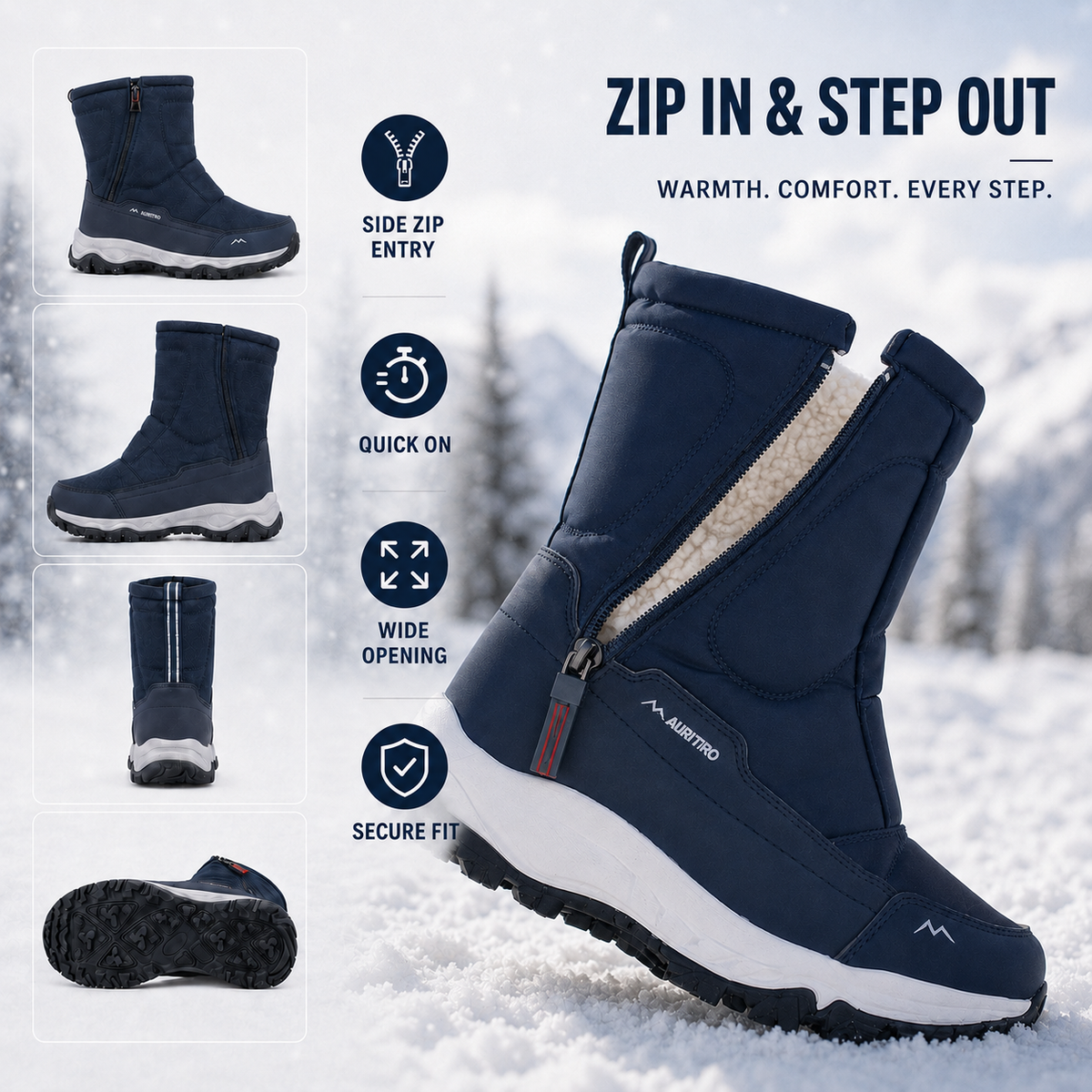 Ladies Snow Boots Wide Fit | Insulated Winter Footwear