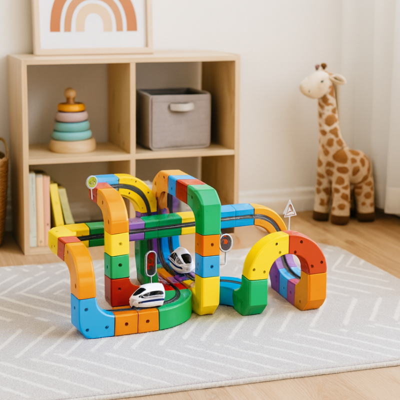 3D Train Tracks with Mix-and-Match STEM Cubes