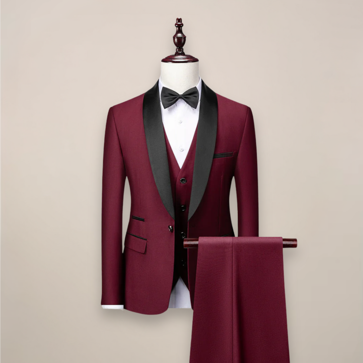 Men's Tailored Three-Piece Tuxedo Suit – Shawl-Lapel Formalwear for Weddings Galas and Evening Events