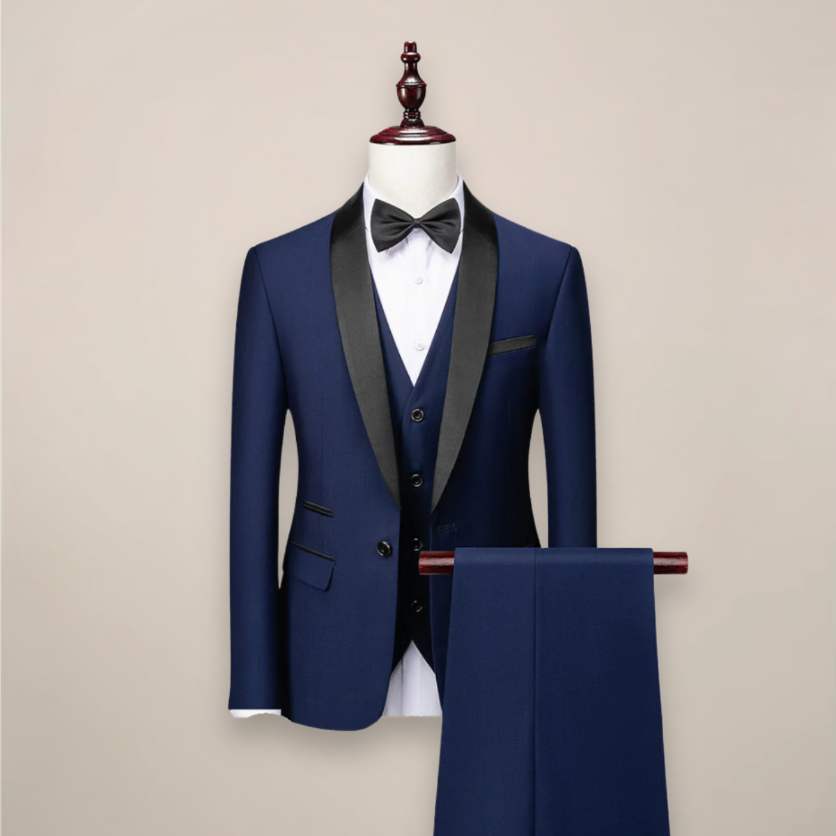 Men's Tailored Three-Piece Tuxedo Suit – Shawl-Lapel Formalwear for Weddings Galas and Evening Events