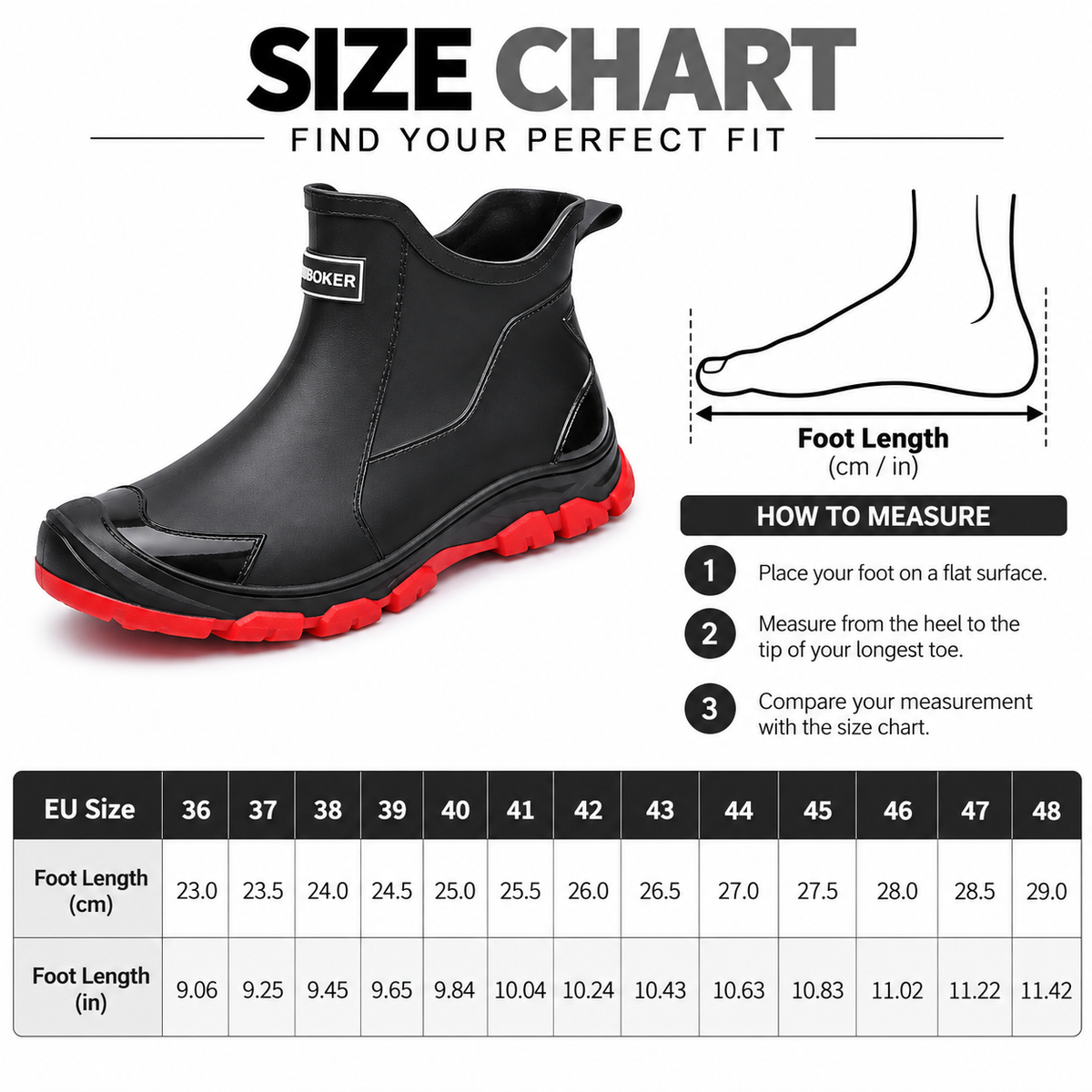 Waterproof Ankle Rain Boots with Treaded Sole