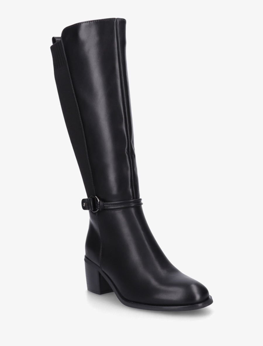 Mesh-Style Boots with 6 cm Heel - Black