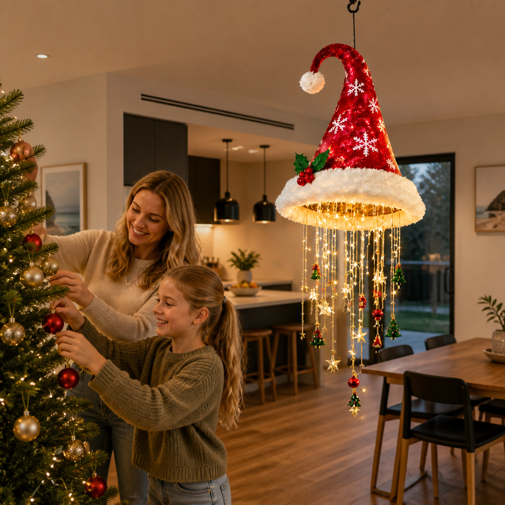 Christmas Santa Hat Lights with LED String Decorations