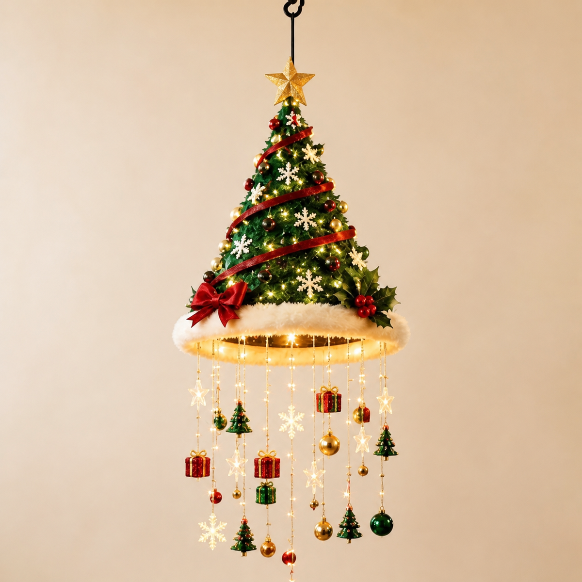 Christmas Santa Hat Lights with LED String Decorations