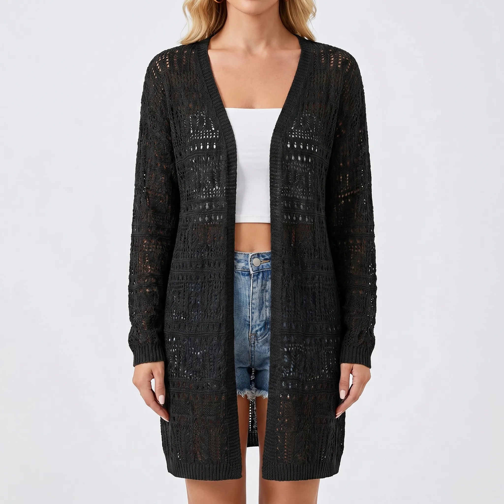 Nordspur | Aeriola Open Knit Mid-Length Cardigan