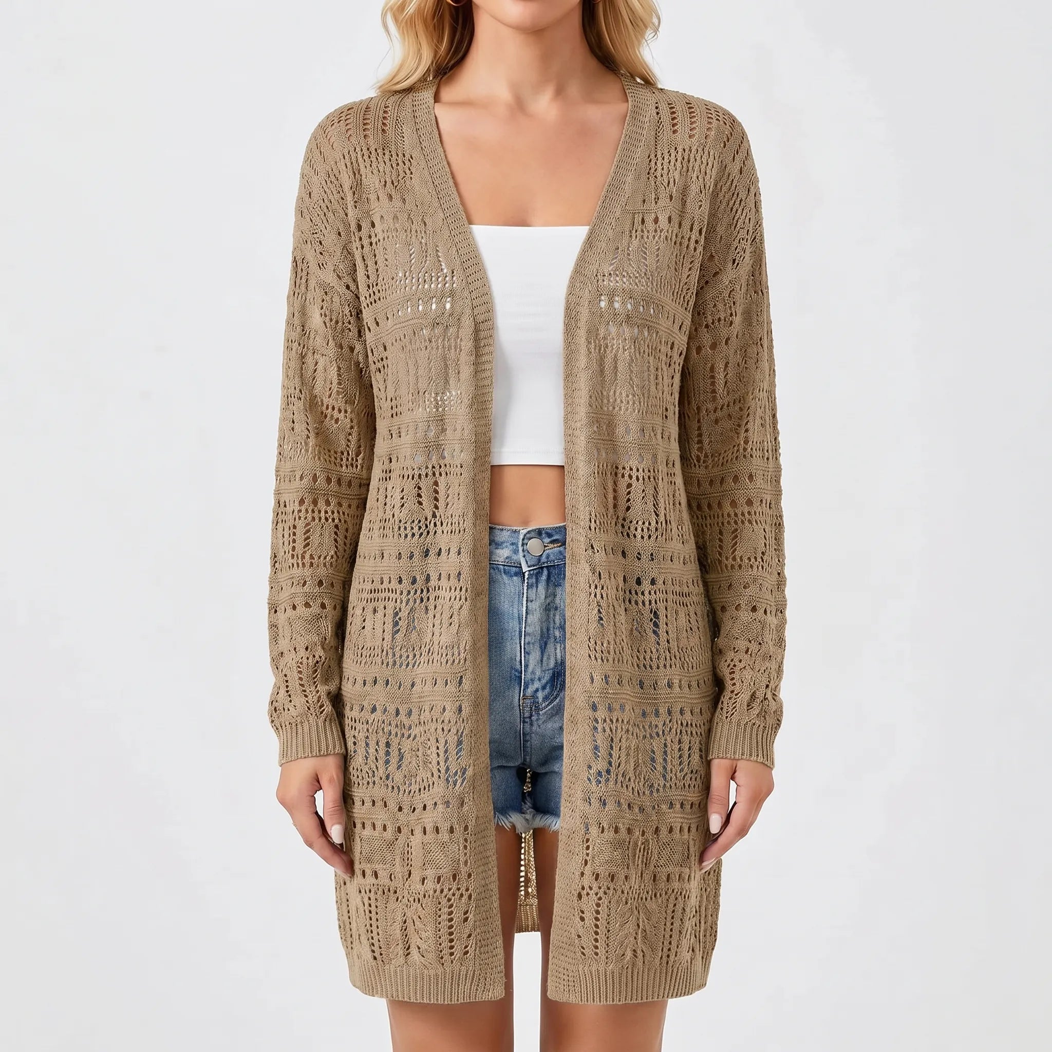 Nordspur | Aeriola Open Knit Mid-Length Cardigan