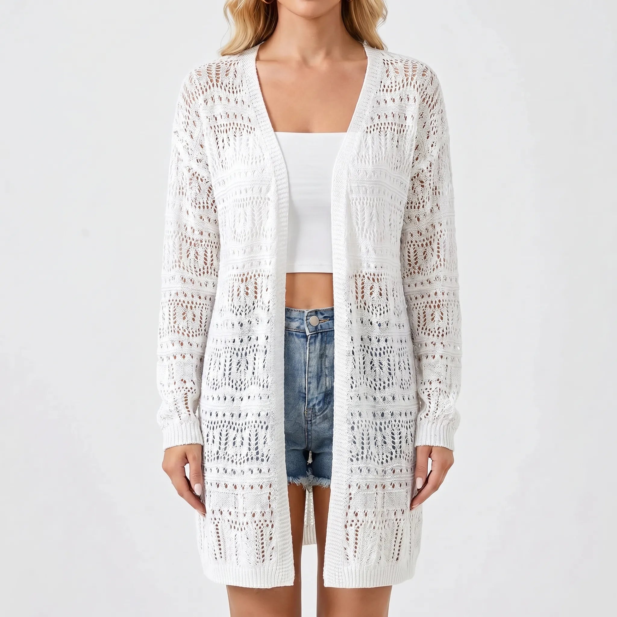 Nordspur | Aeriola Open Knit Mid-Length Cardigan