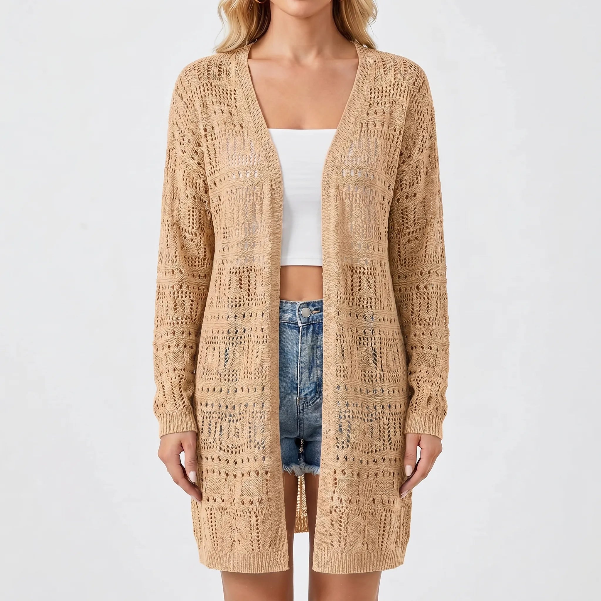 Nordspur | Aeriola Open Knit Mid-Length Cardigan