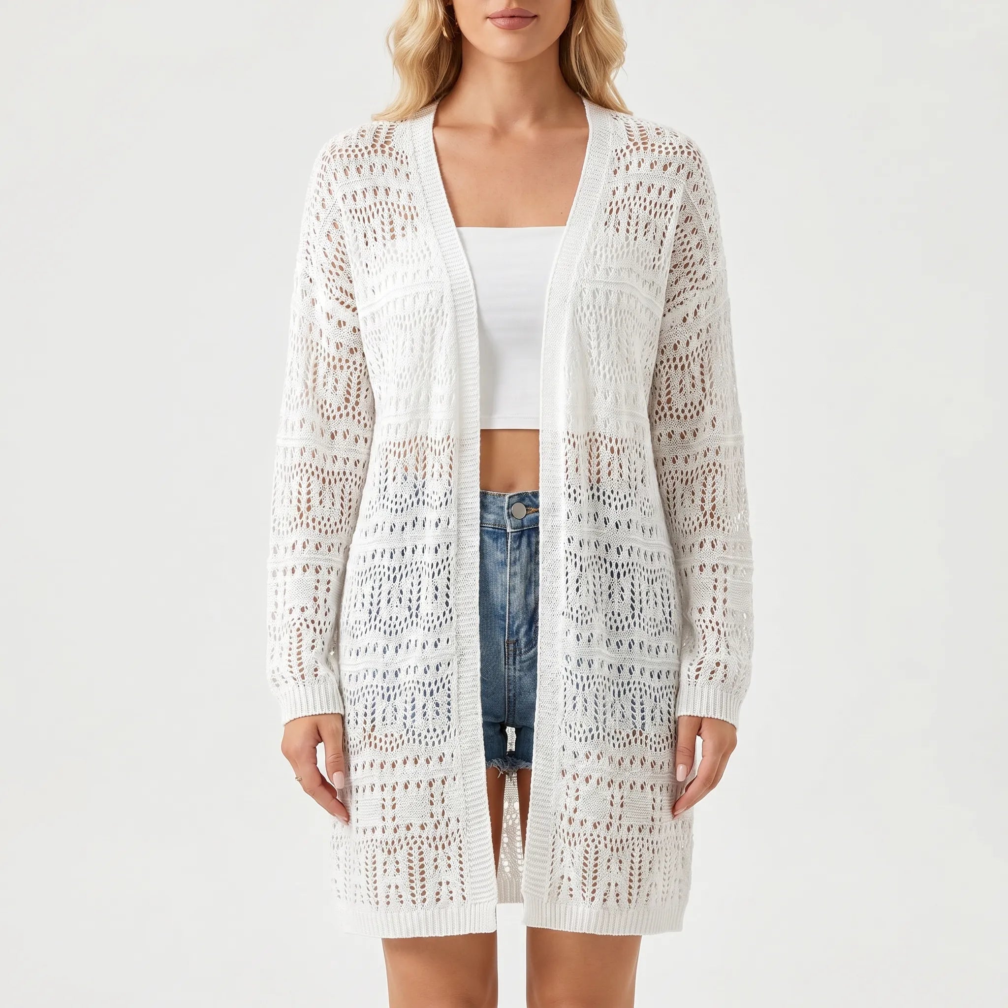 Nordspur | Aeriola Open Knit Mid-Length Cardigan