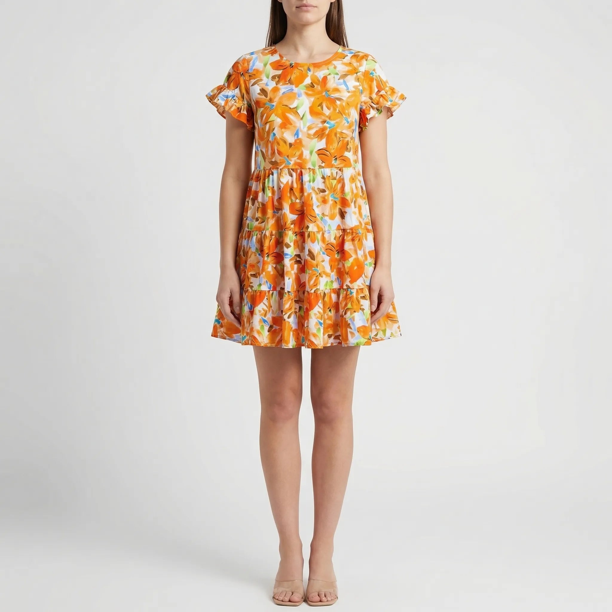 Nordspur | Amalvera Printed A-Line Flare Sleeve Mini Dress