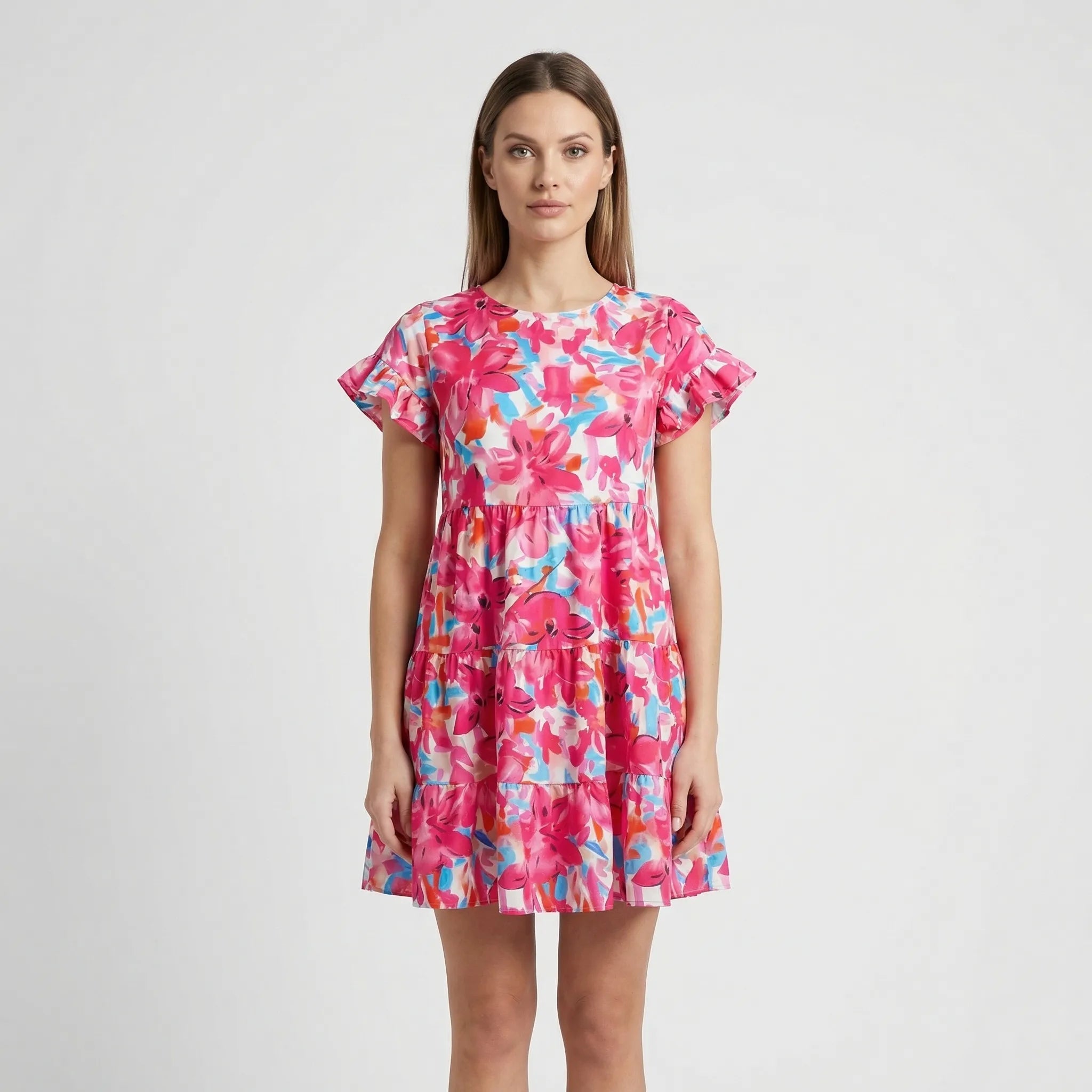 Nordspur | Amalvera Printed A-Line Flare Sleeve Mini Dress
