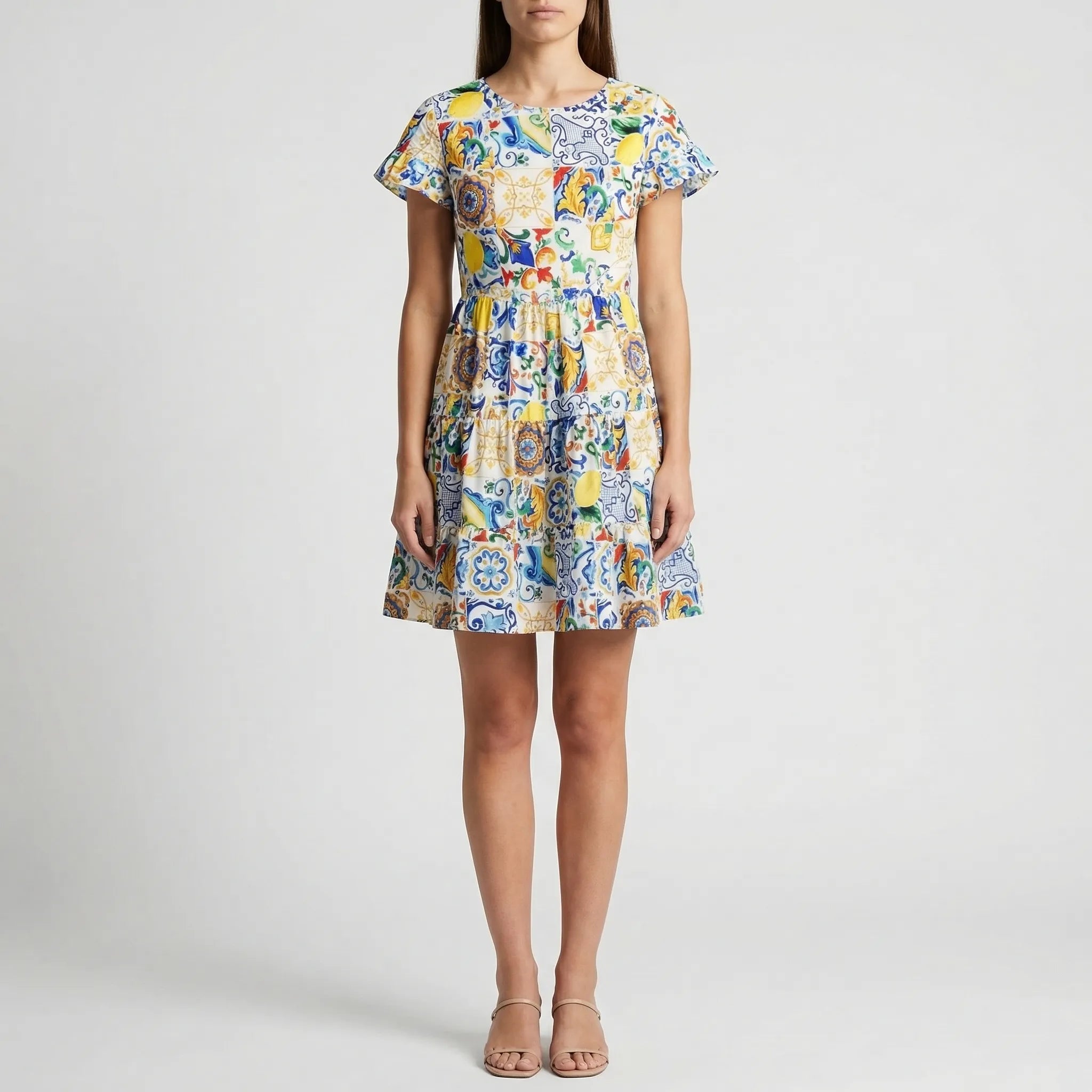 Nordspur | Amalvera Printed A-Line Flare Sleeve Mini Dress
