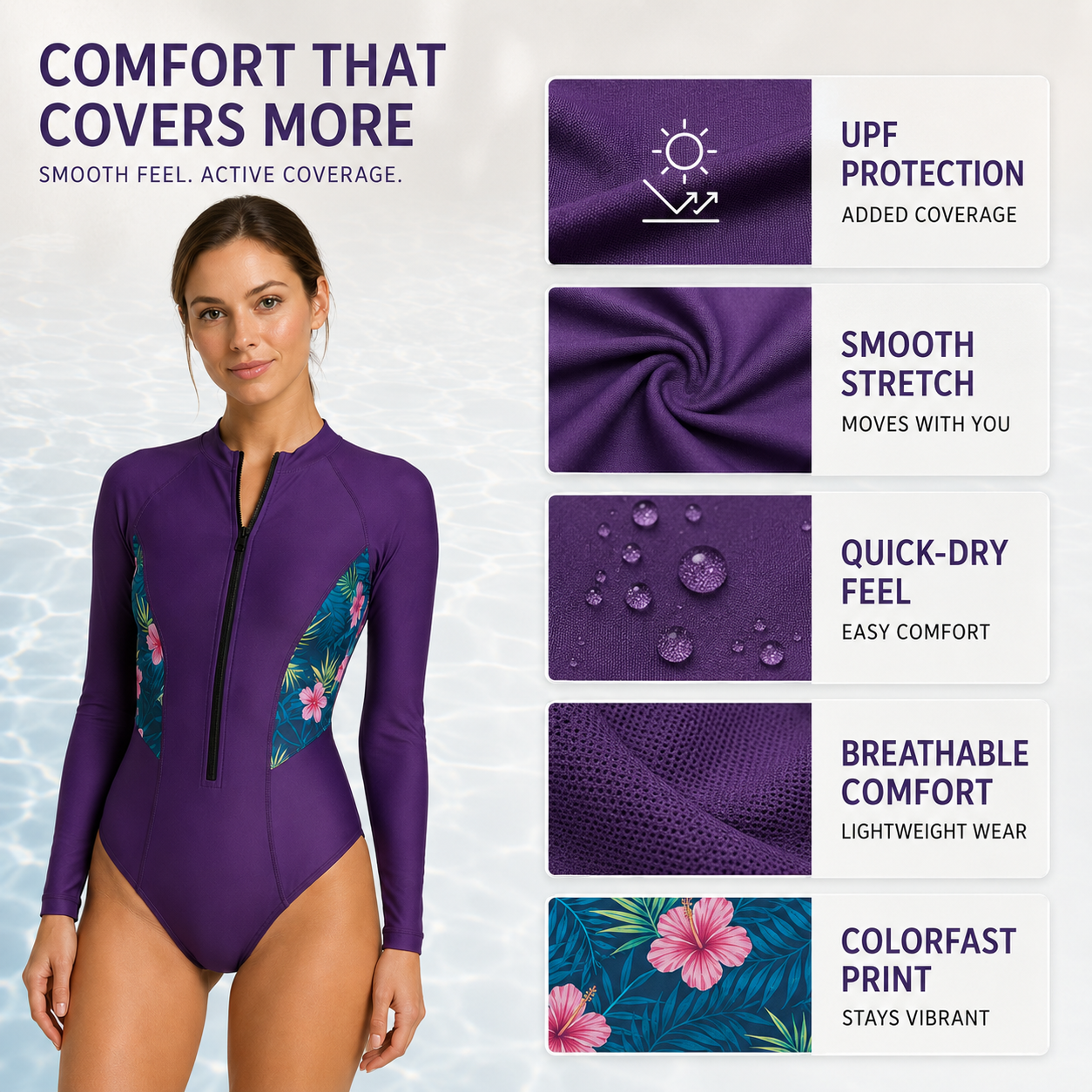 Nordspur | Aqualora Long Sleeve One Piece Swimsuit