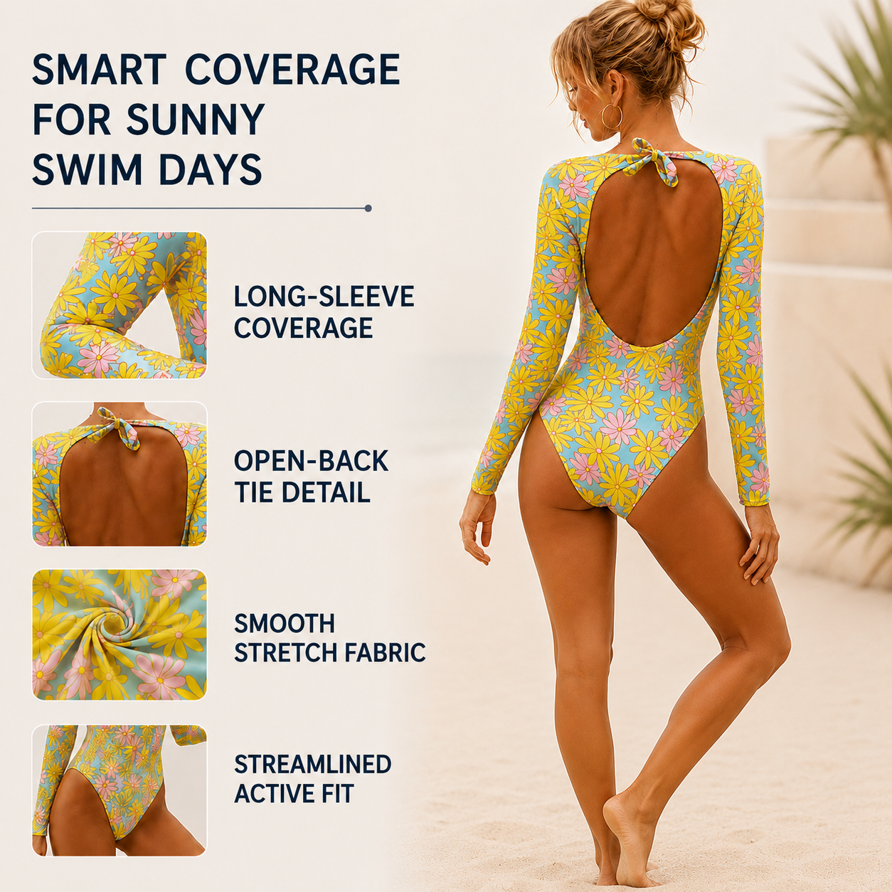 Nordspur | Aquarellee Long Sleeve One Piece Swimsuit