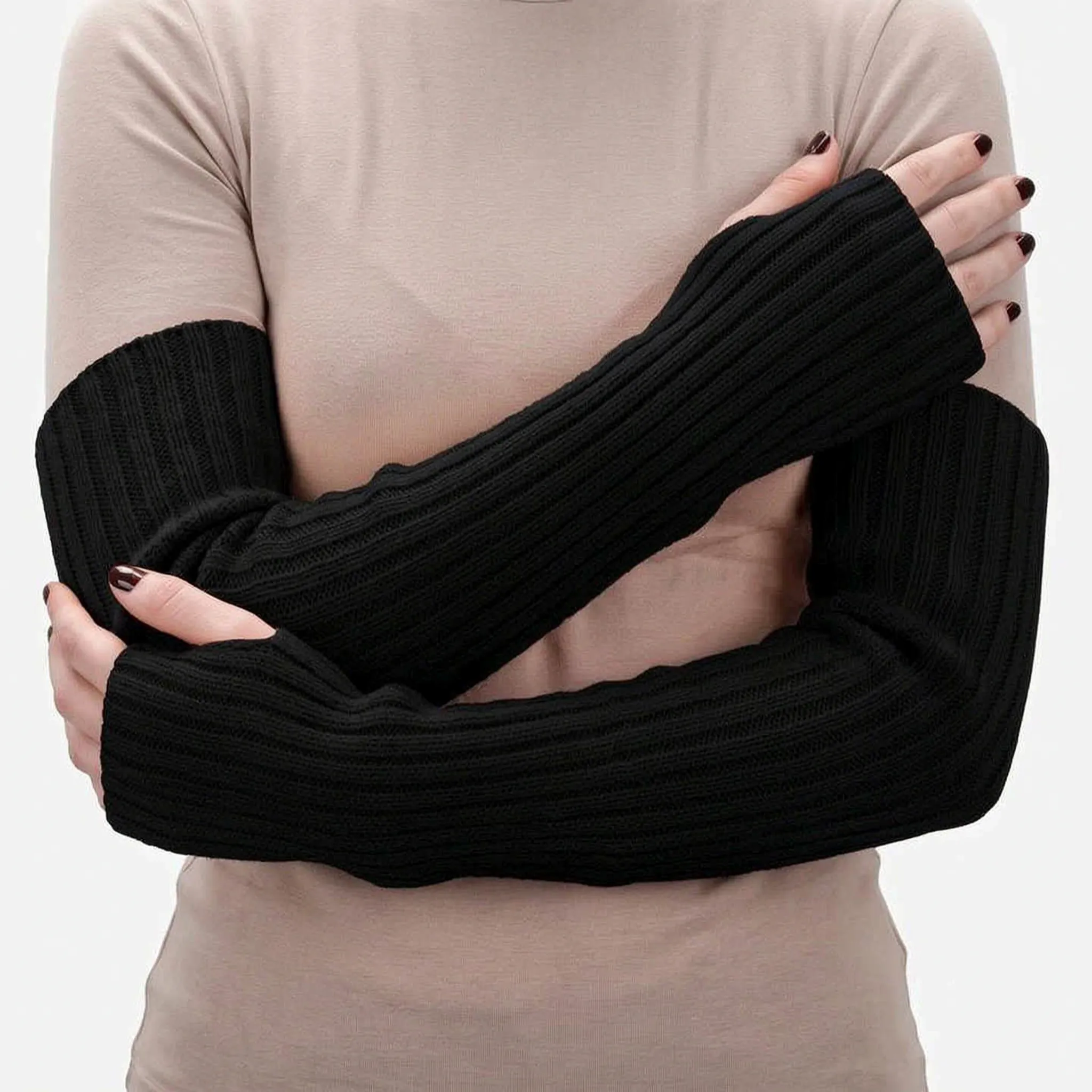 Nordspur | ArmHugs Long Ribbed Knit Fingerless Gloves