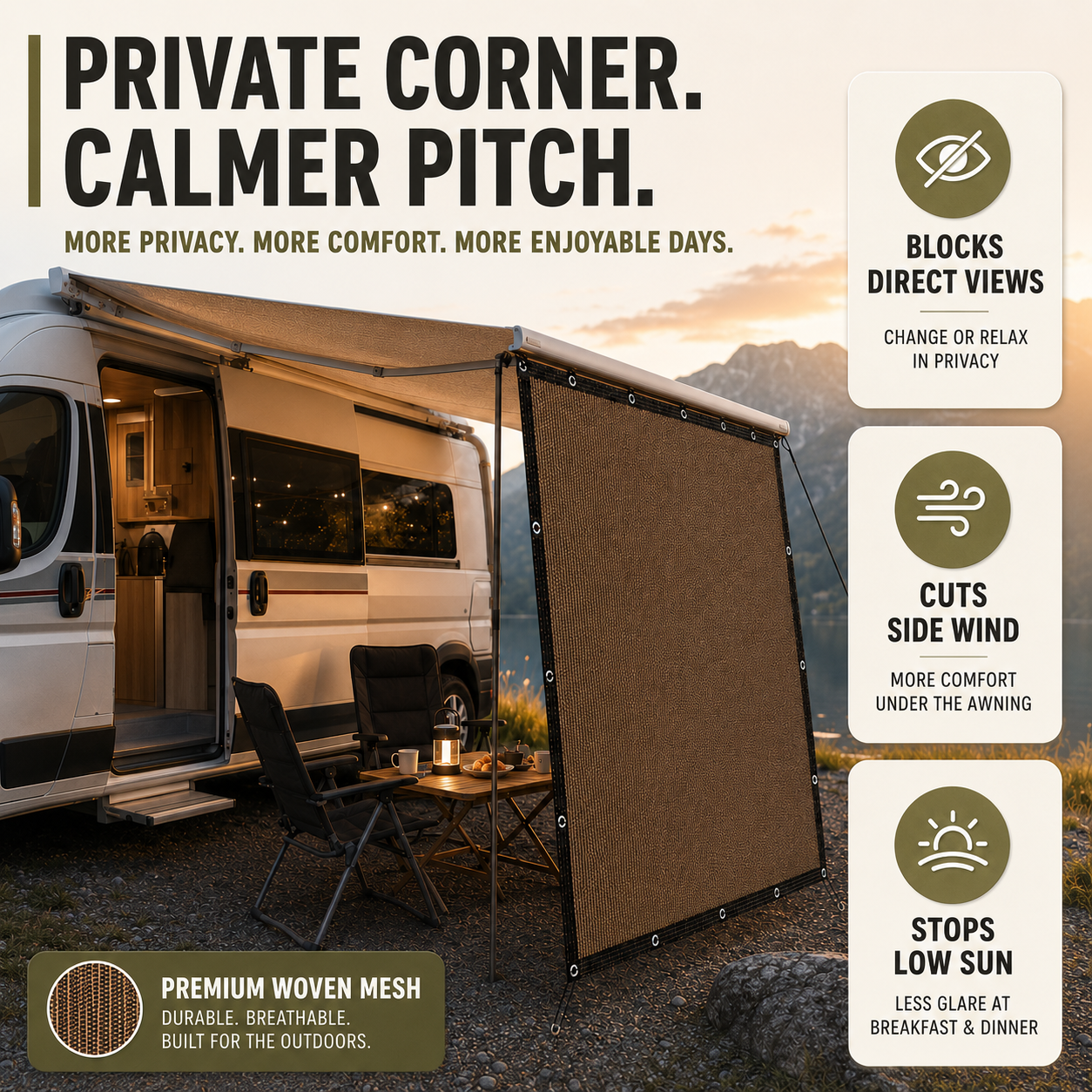 Nordspur | Aurevo Caravan Awning Side Panel | Campervan Privacy & Wind Screen