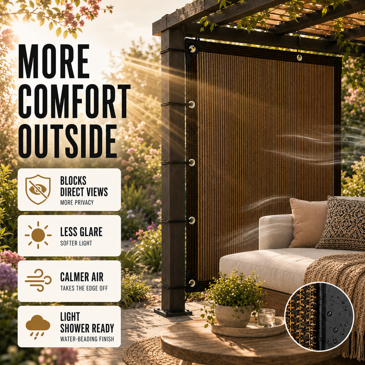 Nordspur | Aurevo Garden Privacy Screen | Patio Side Panel, No Drilling