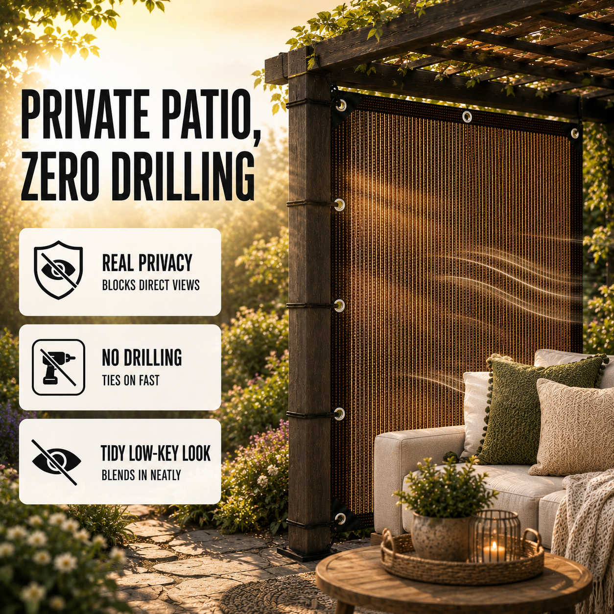 Nordspur | Aurevo Garden Privacy Screen | Patio Side Panel, No Drilling