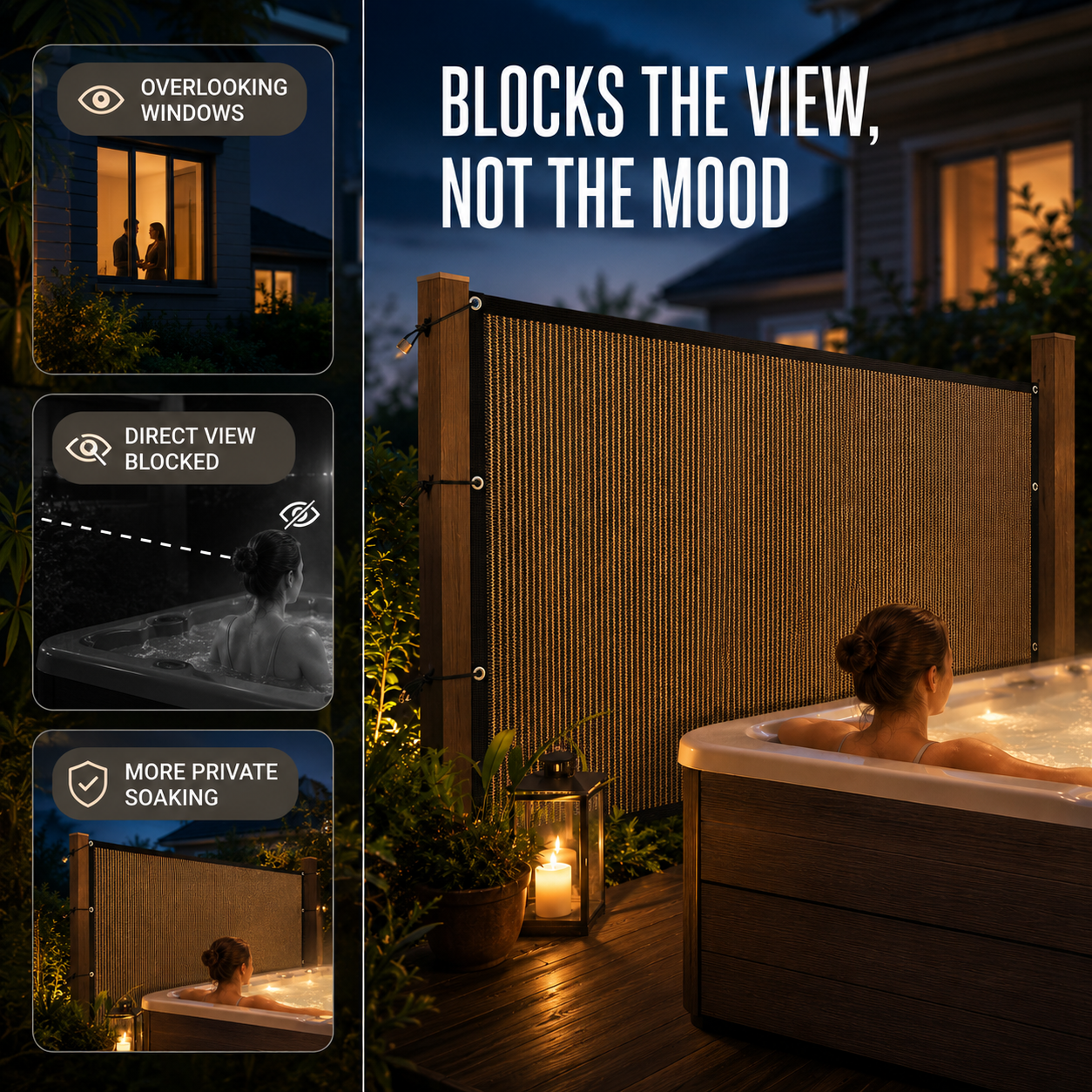 Nordspur | Aurevo Hot Tub Privacy Screen | Garden Screening Panel, No Drilling