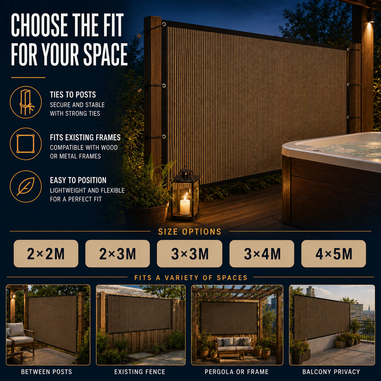 Nordspur | Aurevo Hot Tub Privacy Screen | Garden Screening Panel, No Drilling