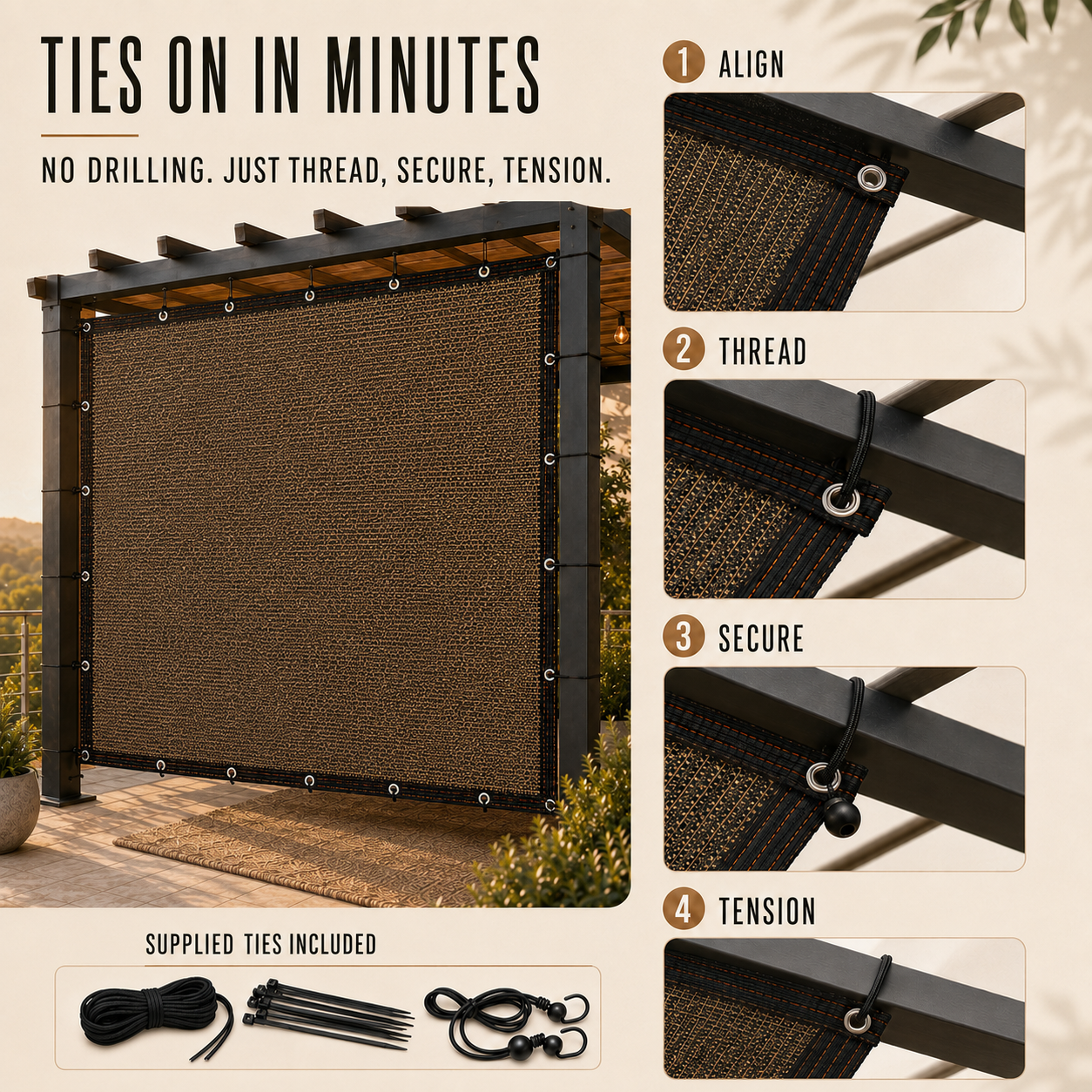 Nordspur | Aurevo Pergola Side Panel | Gazebo Side Wall Privacy & Sun Screen