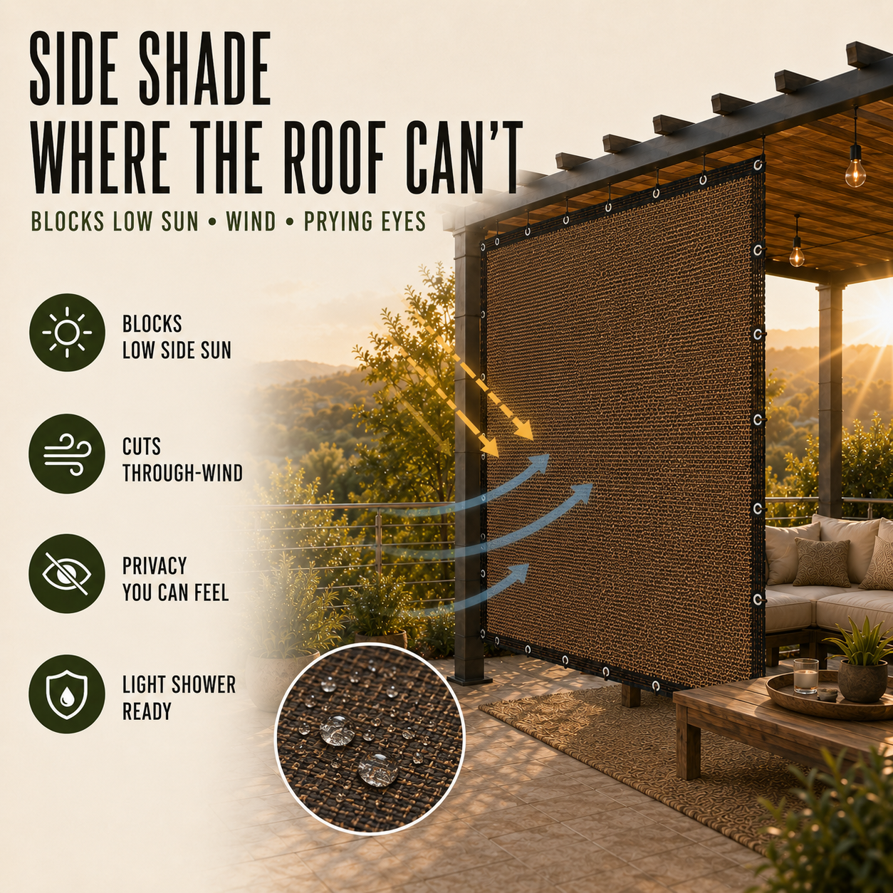 Nordspur | Aurevo Pergola Side Panel | Gazebo Side Wall Privacy & Sun Screen