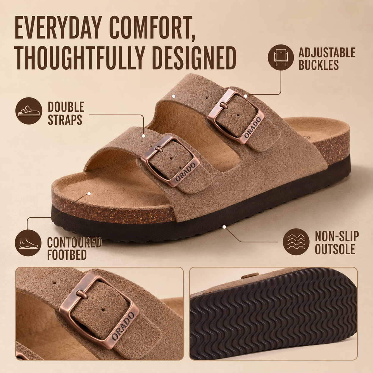 Nordspur | Aurisol Two-Strap Slip-On Sandals