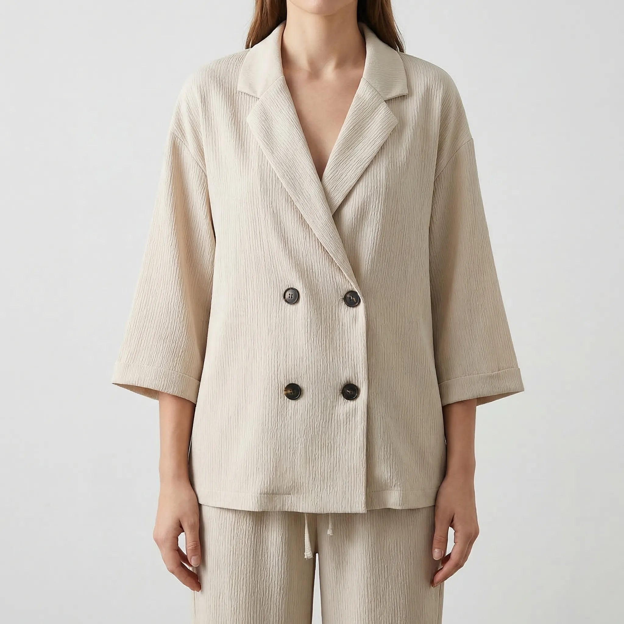 Nordspur | Autumvelle Double-Breasted Blazer And Wide-Leg Trouser Set