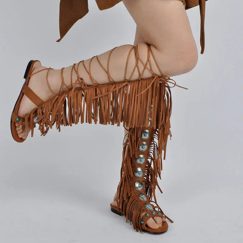 Nordspur | Avelari Knee-High Fringe Sandals