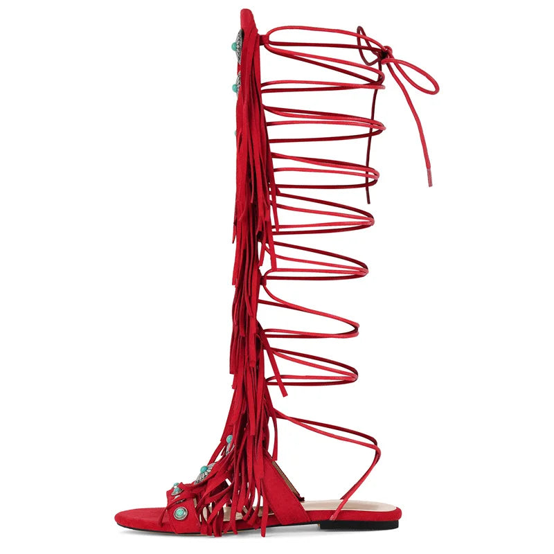 Nordspur | Avelari Knee-High Fringe Sandals