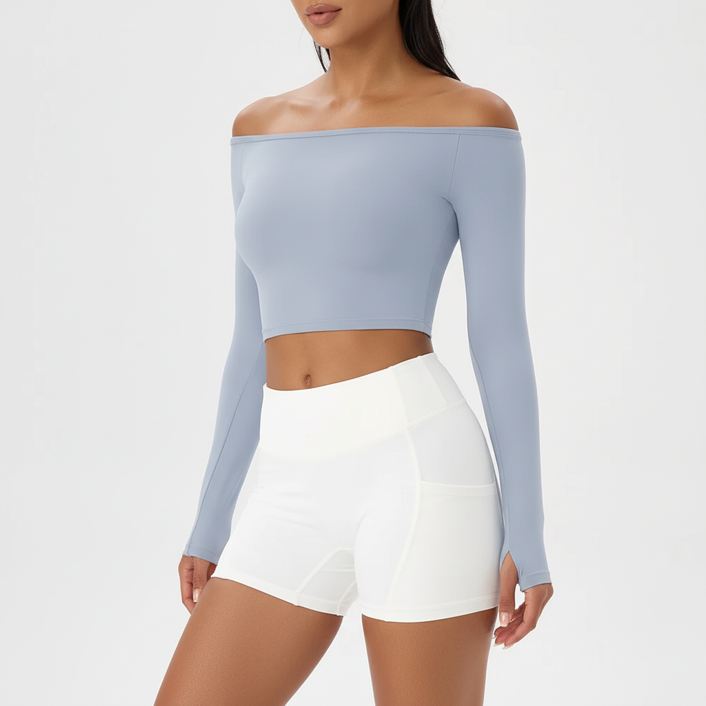 Nordspur | Aveline Long Sleeve Off Shoulder Crop