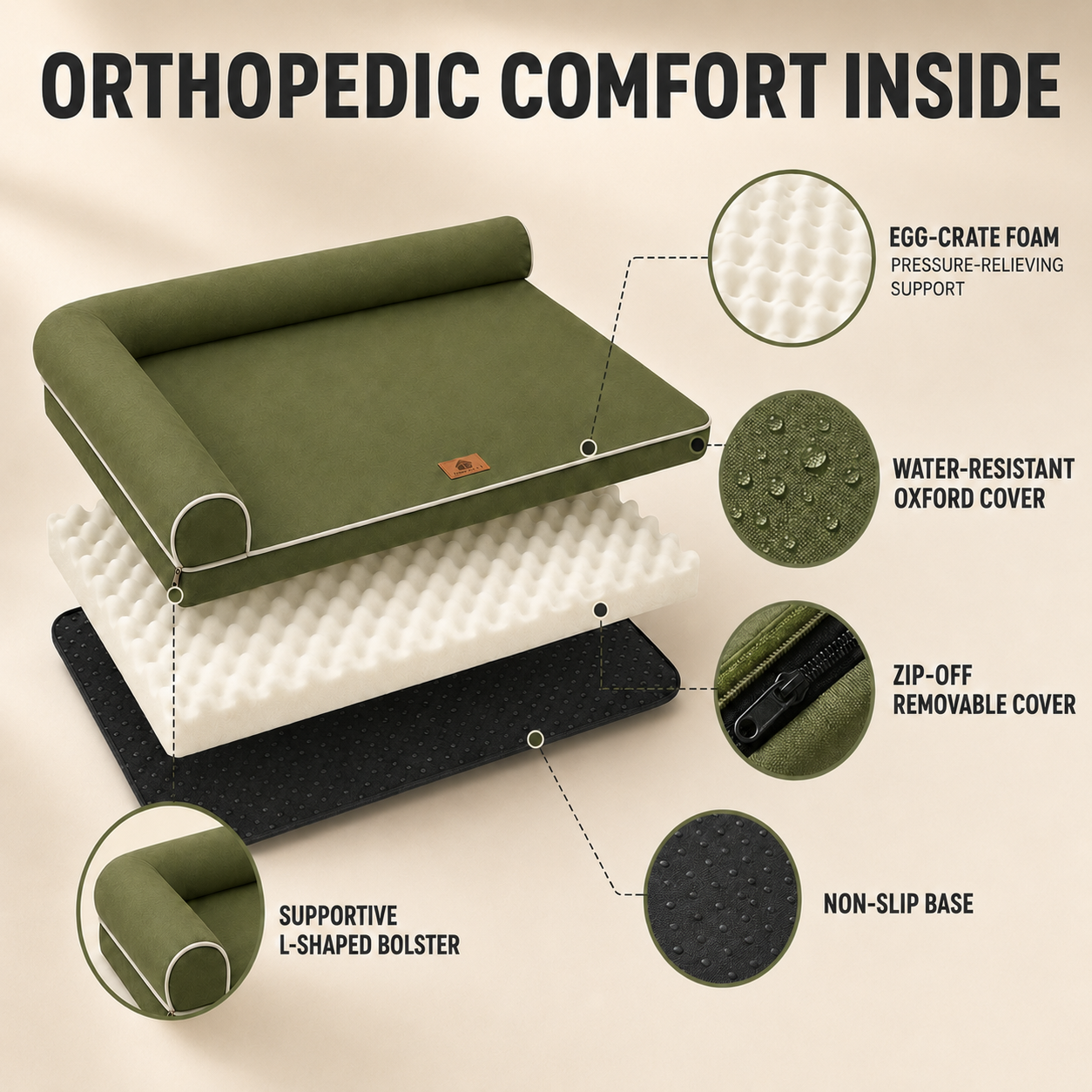 Nordspur | Barkrest L-Shaped Orthopedic Dog Sofa Bed