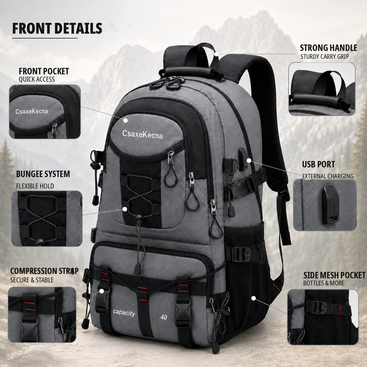 Nordspur | BergTrail Pro 40L Hiking Rucksack with USB Charging