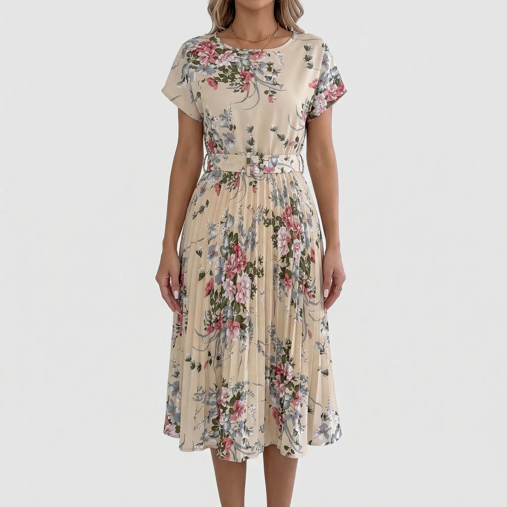 Nordspur | Blossara Retro Floral Pleated Midi Dress