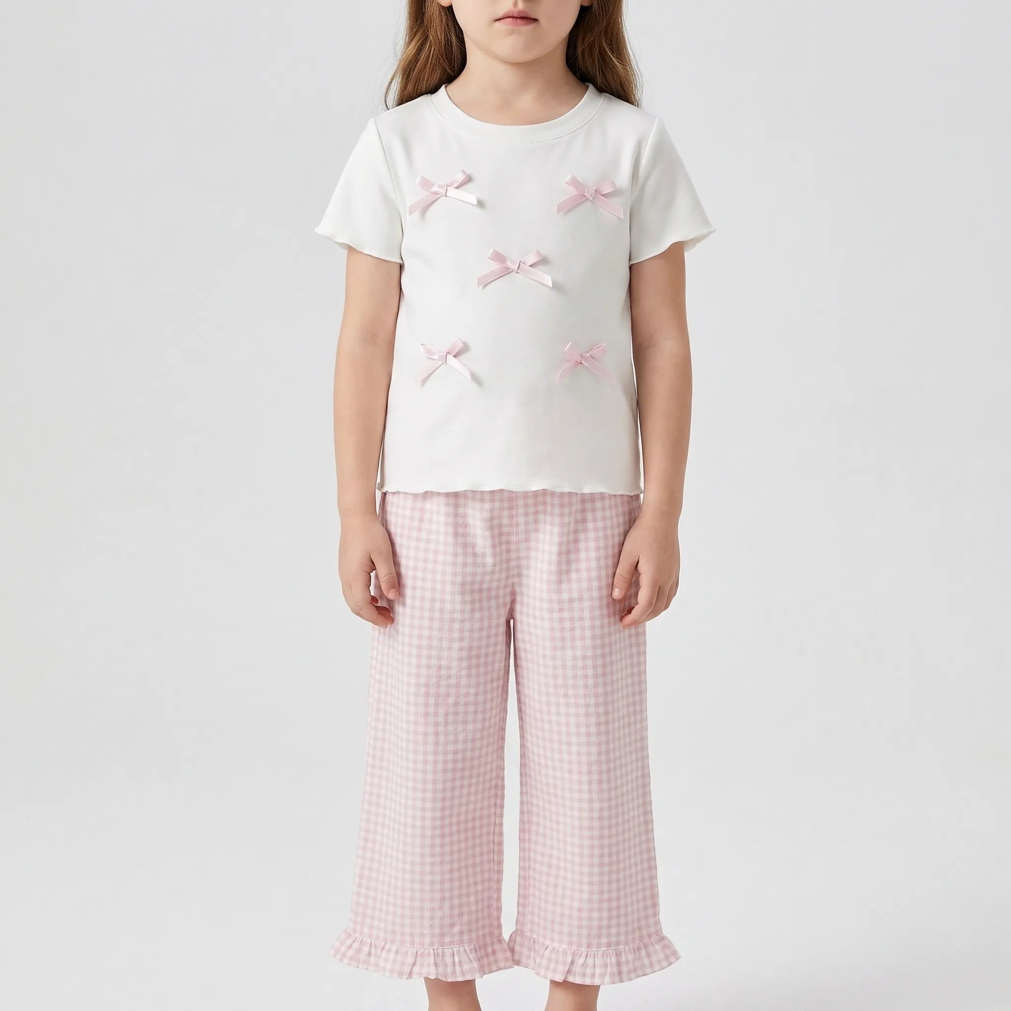 Nordspur | Bowlette Short Sleeve Bow Top And Wide Leg Trousers Set