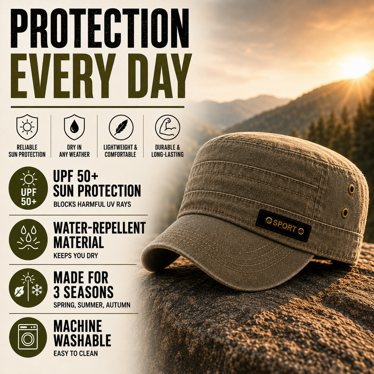 Nordspur | Brimfeld Flat Top Military-Style Sun Cap