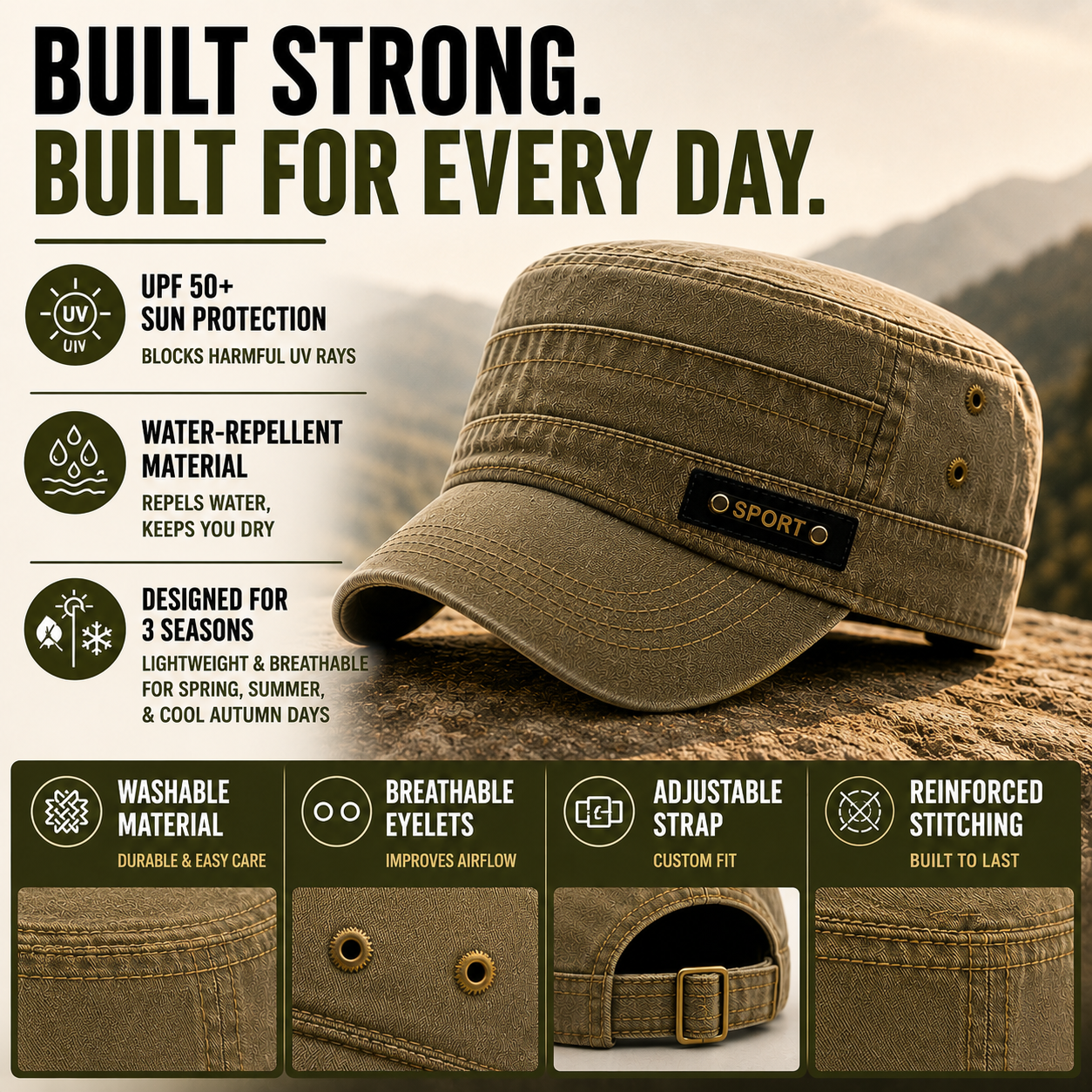 Nordspur | Brimfeld Flat Top Military-Style Sun Cap