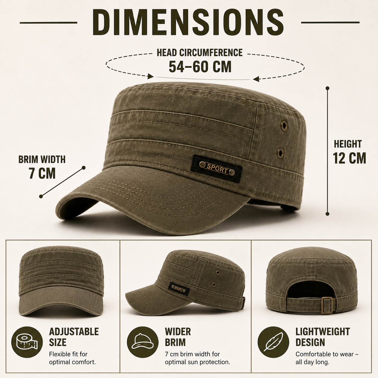 Nordspur | Brimfeld Flat Top Military-Style Sun Cap