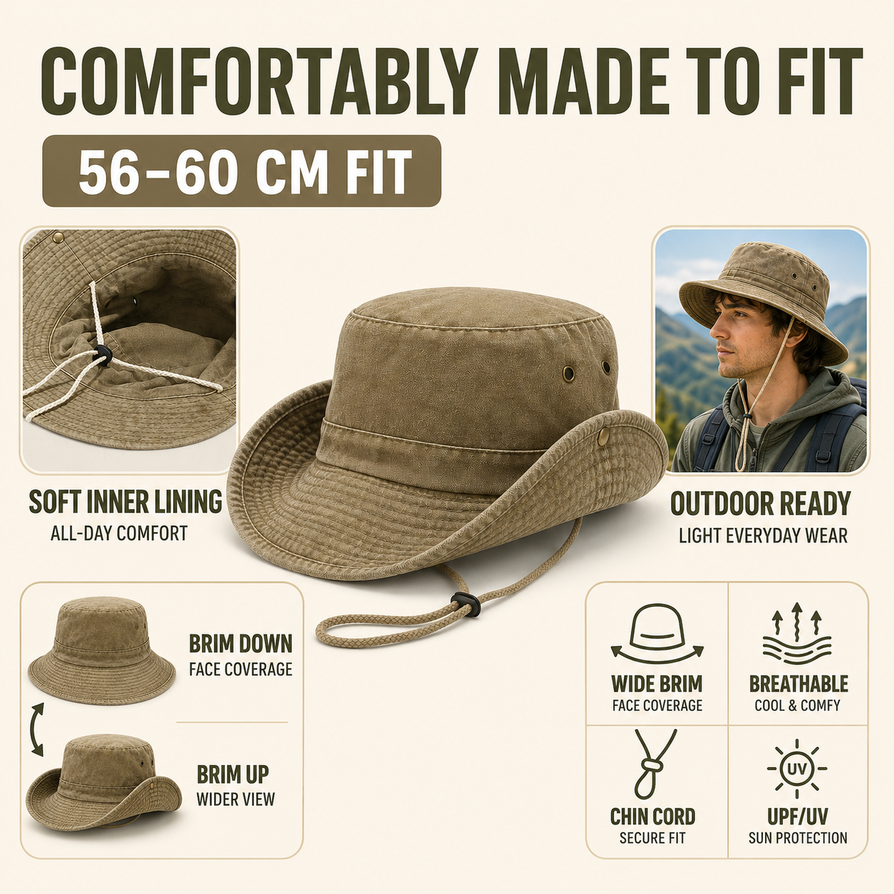 Nordspur | Brimlow Unisex Flat-Top Solid Bucket Hat