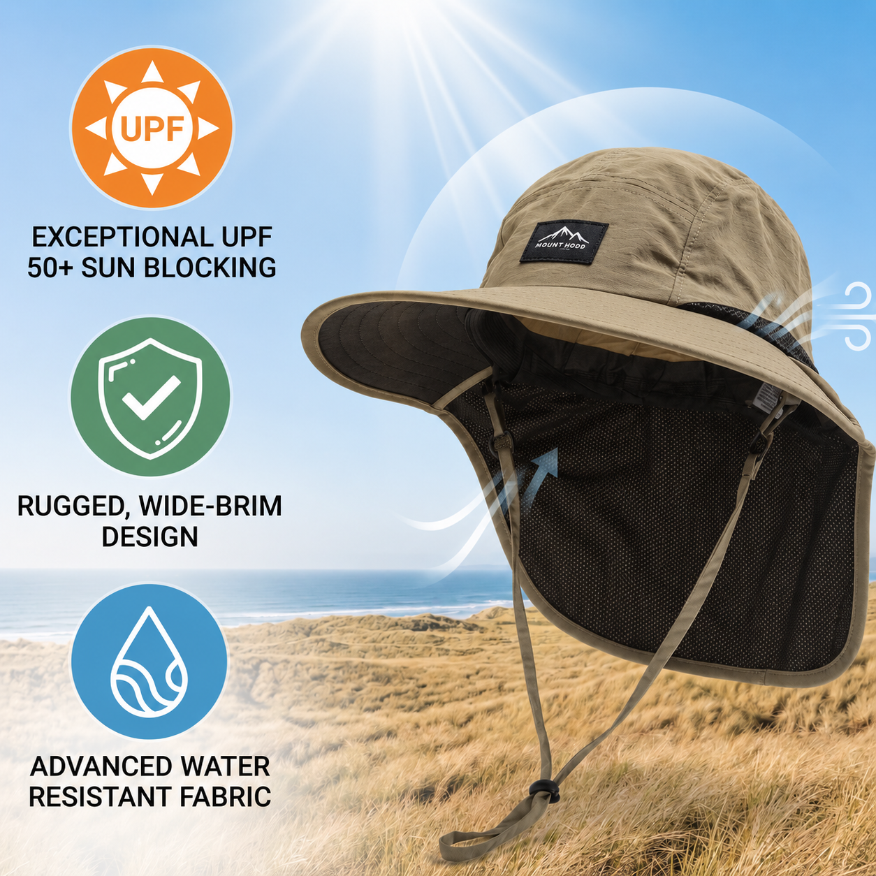 Nordspur | Brimveil Wide-Brim Sun Hat With Neck Flap