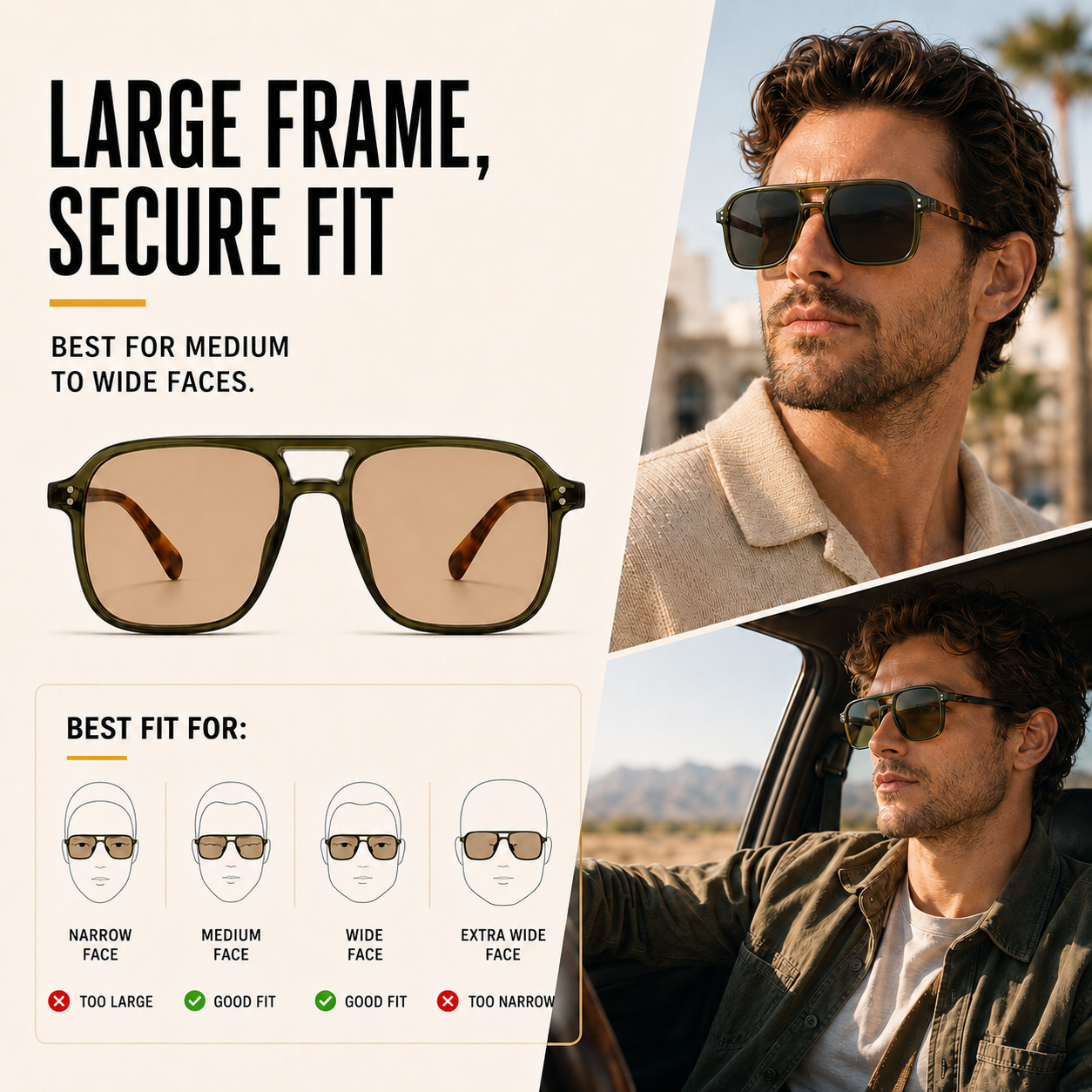Nordspur | Brixton Double Bridge Square Frame Sunglasses
