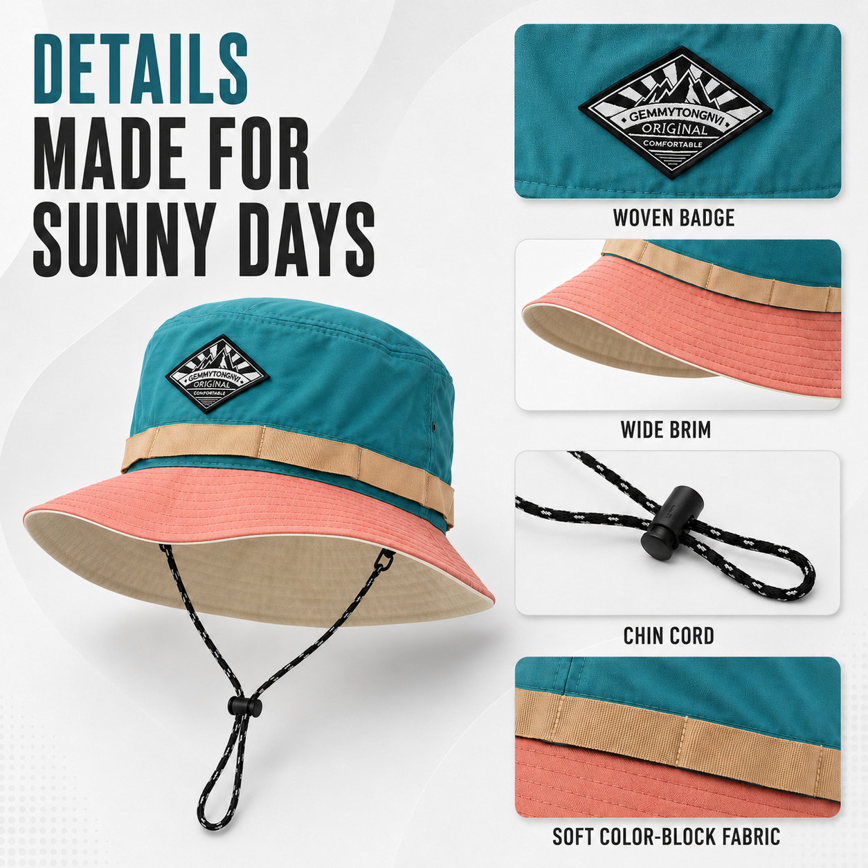 Nordspur | Brymble Colour-Block Bucket Hat With Chin Cord