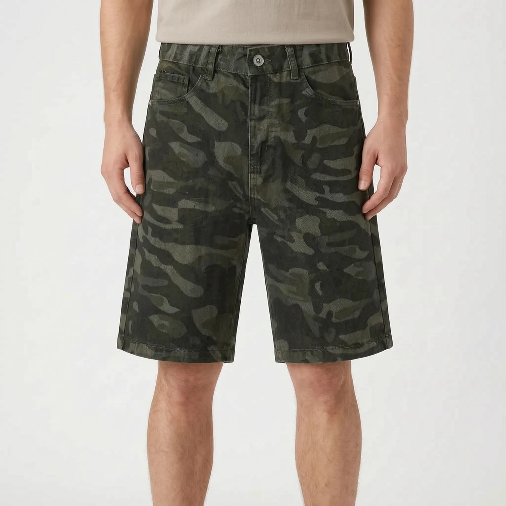 Nordspur | Camovale Loose Fit Camouflage Knee Length Shorts