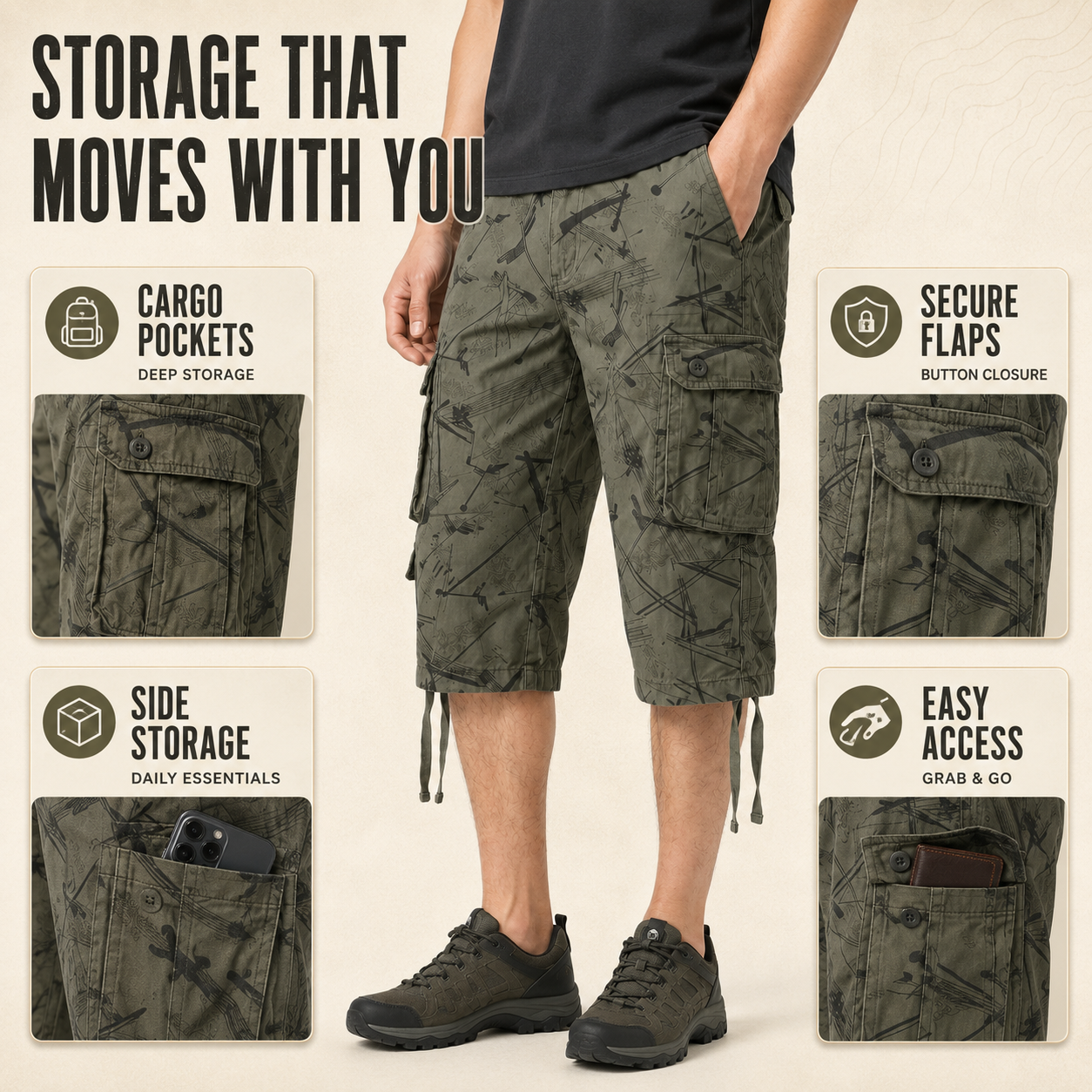 Nordspur | Camovant Men Tactical Cargo Shorts