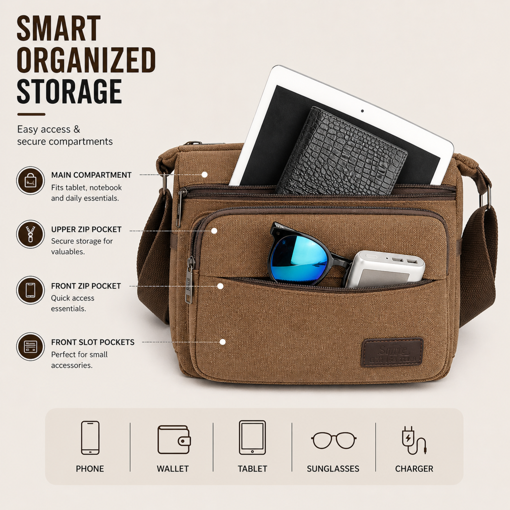 Nordspur | Canvas Crossbody Messenger Bag